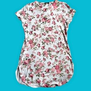 White Floral Tunic T-Shirt Dress
